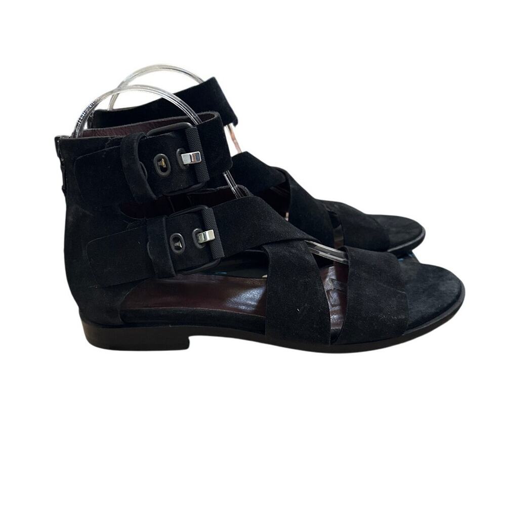 Rag & Bone Madeira Gladiator Sandals Black Suede Flat Strappy Size 7.5